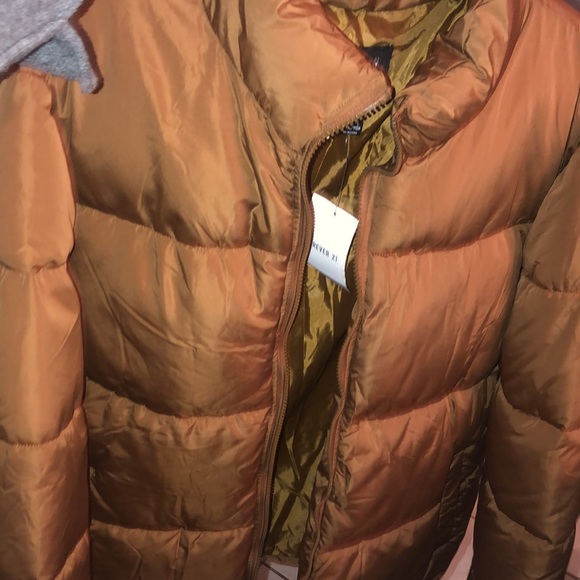 NWT Forever21 mens puffer jacket size XL color tan - Picture 7 of 8
